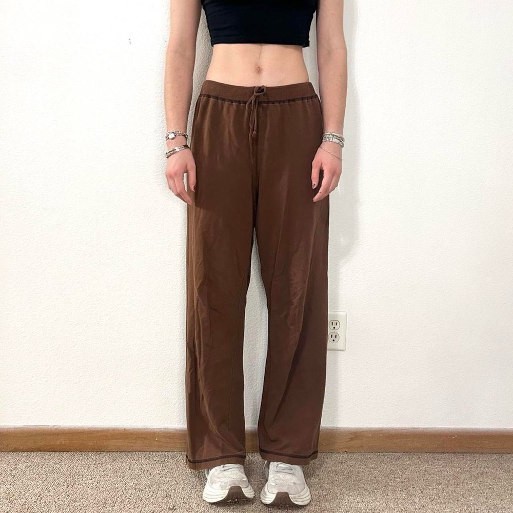 brown wide leg sweatpants